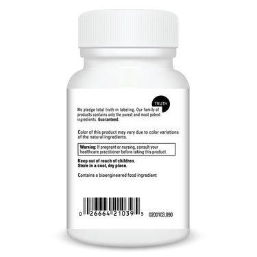 Product Facts on left side of the DaVinci Beta Carotene bottle