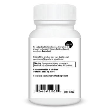 Product Facts on left side of the DaVinci Beta Carotene bottle