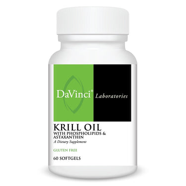 Front of the DaVinci Krill Oil bottle