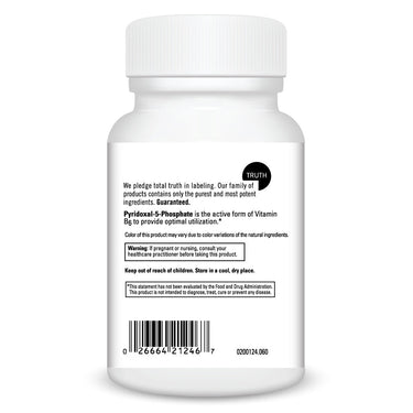 Product Facts on left side of the DaVinci Pyridoxal-5-Phosphate bottle