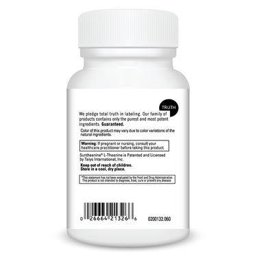 Product Facts on right side of the DaVinci L-Theanine bottle