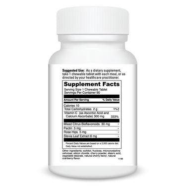 Product Facts on right side of the DaVinci Chewable C-300 bottle