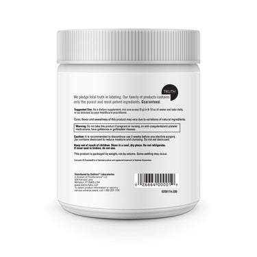 Product Facts on left side of the DaVinci ENZ-Flame™ bottle