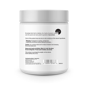 Product Facts on left side of the DaVinci Effervescent Magnisium Citrate jar