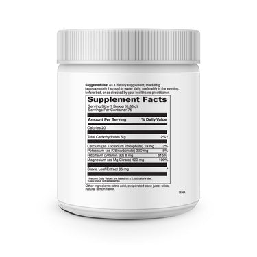 Product Facts on right side of the DaVinci Effervescent Magnisium Citrate jar