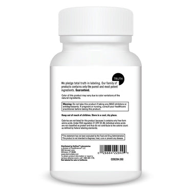 Product Facts on left side of the DaVinci Valer Amino™ bottle