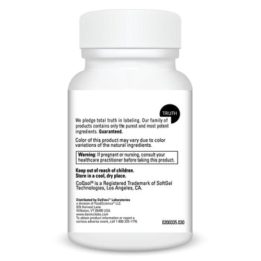 Product Facts on left side of the DaVinci CoQsol® - 100MG bottle