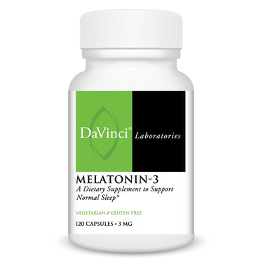 Front of the DaVinci Melatonin-3 bottle