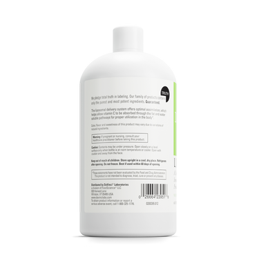 Product Facts on left side of the DaVinci Liposomal C bottle