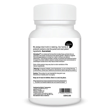 Product Facts on left side of the DaVinci Adrenalyze™ bottle