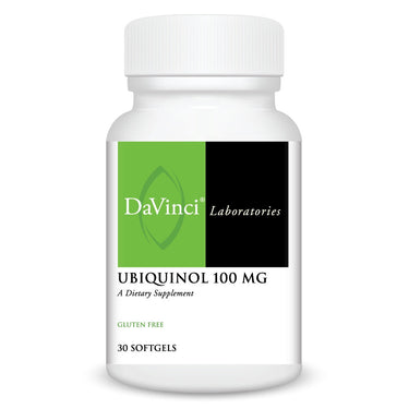 Front of the DaVinci Ubiquinol 100 MG bottle