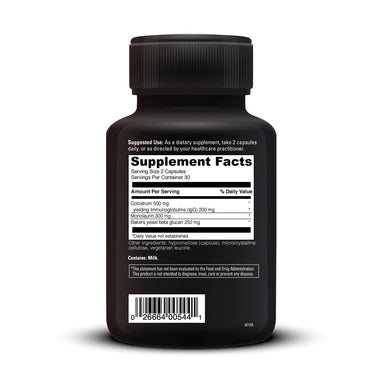 Product Facts on right side of the DaVinci Immuno Benefits™ bottle