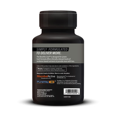 Product Facts on left side of the DaVinci Adrenal Benefits™ bottle