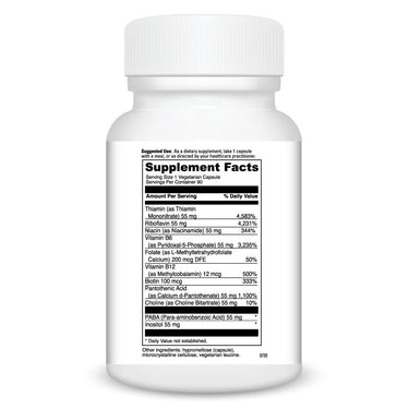 Product Facts on right side of the DaVinci Stress B Capsules bottle