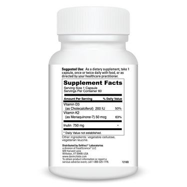 Product Facts on right side of the DaVinci Vitamin K2 Plus bottle