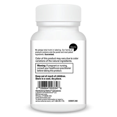 Product Facts on left side of the DaVinci 5-MTHF/B12 MC 2000 bottle