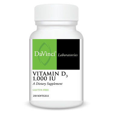 Front of the DaVinci Vitamin D3 1,000 IU bottle