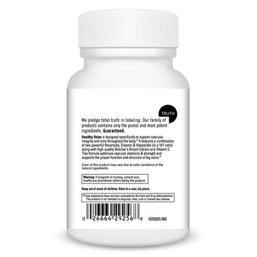 Product Facts on left side of the DaVinci Healthy Veins bottle