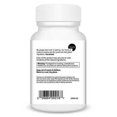 Product Facts on left side of the DaVinci L-Lysine Capsules bottle