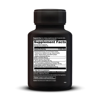 Product Facts on right side of the DaVinci Neuro Benefits™ bottle