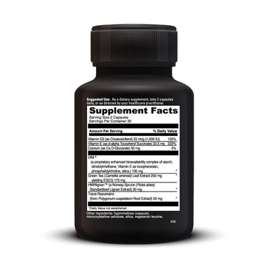 Product Facts on right side of the DaVinci Estro Benefits™ bottle